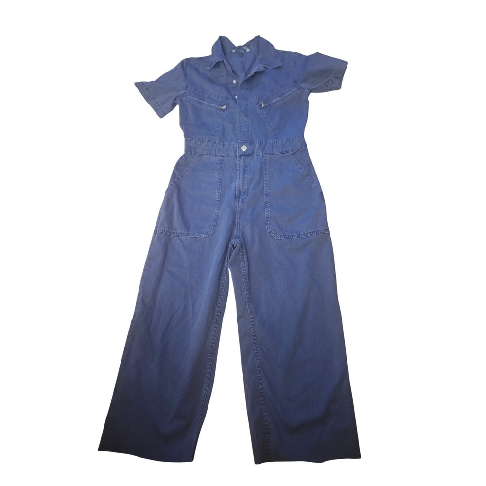 Zara Blue Short Sleeve Utility Jumpsuit Wide Leg Boiler Suit 8197/010/400 Mens M - Picture 2 of 4